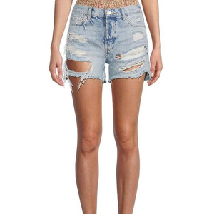 Free people destructed denim shirt‎